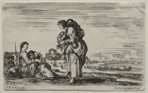 Various Figures and Landscapes:  Two Mothers Chatting Together, 1649. Stefano Della Bella (Italian,