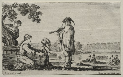Various Figures and Landscapes:  A Violin Player, 1649. Stefano Della Bella (Italian, 1610-1664).