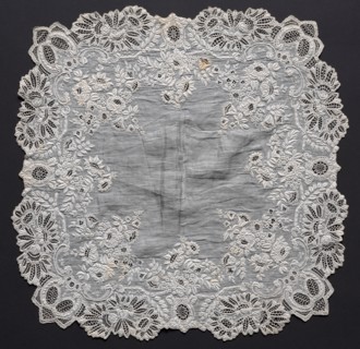 Embroidered Handkerchief, 19th century. Switzerland, 19th century. Embroidery; cotton on linen;