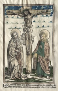 Christ on the Cross between Mary and John, 1502. Hans Burgkmair (German, 1473-1531). Woodcut