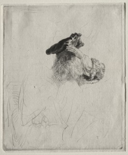 Old Man Shading his Eyes with His Hand, c. 1639. Rembrandt van Rijn (Dutch, 1606-1669). Etching and