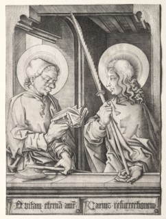 The Twelve Apostles at Gothic Windows:  St. Matthias and St. Judas Thaddaeus. Israhel van Meckenem