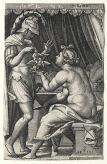 Medea and Jason, 1539. Georg Pencz (German, c. 1500-1550). Engraving