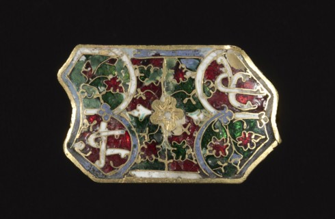Plaque (Appliqué), 1300s. Spain (Hispano-Moresque), 14th century. Translucent enamel on gold;