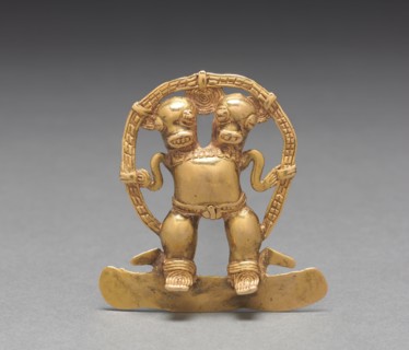 Double-Headed Figure Pendant, c. 700-1550. Western Panama, or Diquís, Costa Rica,  Veraguas-Gran
