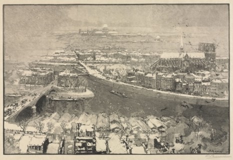 Paris under Snow, 1890. Auguste Louis Lepère (French, 1849-1918). Wood engraving; border: 30.2 x 45
