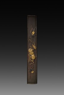 Knife Handle (Kozuka), c 1800s. Japan, 19th century. Inlaid bronze; overall: 1.4 cm (9/16 in.).
