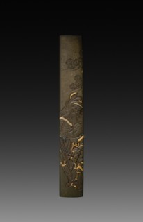 Knife Handle (Kozuka), c 1800s. Japan, 19th century. Inlaid bronze; overall: 1.4 cm (9/16 in.).