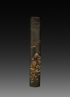 Knife Handle (Kozuka), c 1800s. Japan, 19th century. Inlaid bronze; overall: 1.4 cm (9/16 in.).