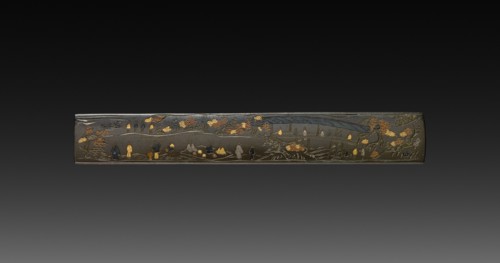 Knife Handle (Kozuka), c 1800s. Japan, 19th century. Inlaid bronze; overall: 1 cm (3/8 in.).