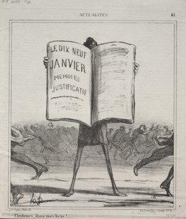 Published in le Charivari (10 March 1869): Actualities (No. 41): Electors, in my arms!..., 1869.