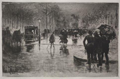 Artists Returning from the Salon, 1877. Félix Hilaire Buhot (French, 1847-1898). Etching, aquatint,