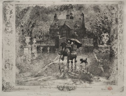 The Country Neighbors, 1879-1880. Félix Hilaire Buhot (French, 1847-1898). Etching, drypoint and