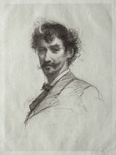 James McNeill Whistler with White Lock and Monocle. Paul Rajon (French, 1842/43-1888). Softground