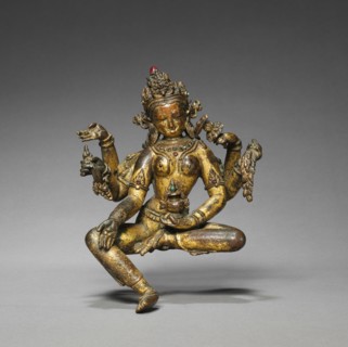 Vasudhara, Goddess of Abundance, 1300s-1400s. Nepal, 14th-15th century. Gilt bronze and