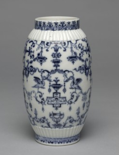 Vase, c. 1695- 1700. Saint Cloud Porcelain Factory (French). Molded soft-paste porcelain with blue