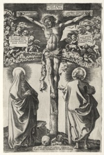 Christ on the cross between the virgin and St. John, 1542. Hans Brosamer (German, c. 1500-1554).