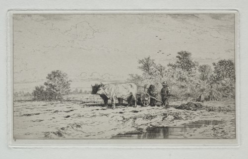 Landscape, Labourers, 1845. Charles-Émile Jacque (French, 1813-1894). Etching