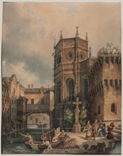 Scene on a Canal, first half 1800s. Hippolyte Jean Baptiste Garnerey (French, 1787-1858).