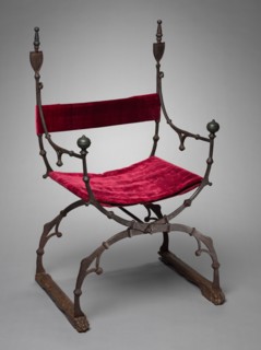 Curule (Folding) Chair, c. 1450-1500. Italy, Florence?, 15th century. Forged iron; overall: 106.7 x