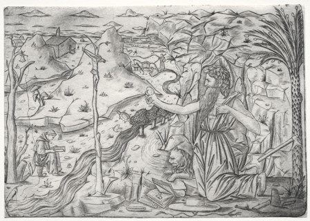 St. Jerome in Penitence, c. 1480-1500. Italy, Florence or Northern Italy, 15th century. Engraving