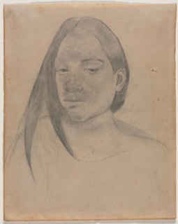 Head of a Tahitian Woman, 1891. Paul Gauguin (French, 1848-1903). Graphite with stumping and