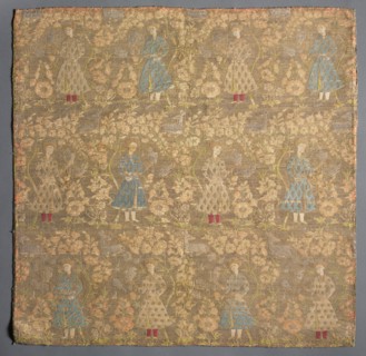 Twill weave with falconers amid rose bushes, 1650-1699. Iran, Safavid period (1501-1722). Twill