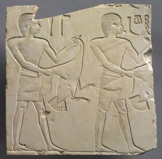 Prophet and Lector-Priest with Offerings of Live Geese, c. 667-647 BC. Egypt, Thebes, Late Period,