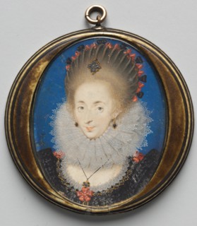 Portrait of Lucy Russell, Countess of Bedford, née Harrington, 1612. Studio of Isaac Oliver