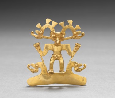 Bird-Man Pendant, c. 700-1550. Western Panama, or Diquís, Costa Rica, Veraguas-Gran Chiriquí or