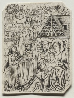 Adoration of the Magi, 1400s(?). Germany, 15th century (or 19th century?). Engraving