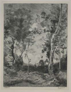 Landscape, or The White Horse, after Corot, c. 1858. Félix Bracquemond (French, 1833-1914).