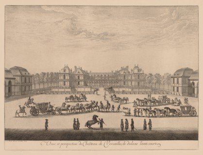 Vue et perspective du Château de Versailles, de dedans l'anti-cour, 1664. Israël Silvestre (French,