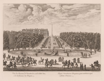 Vue du Château de Versailles, du côté de l'allée et de la fontaine du Dragon, 1676. Israël