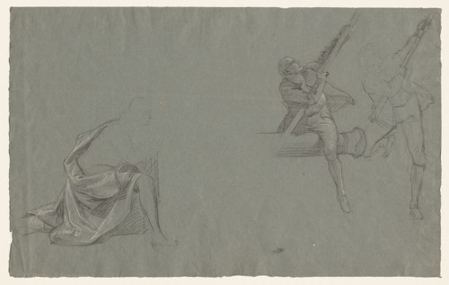 Drapery Study; Two Figures Pulling a Pole, 1785-86. John Singleton Copley (American, 1738-1815).