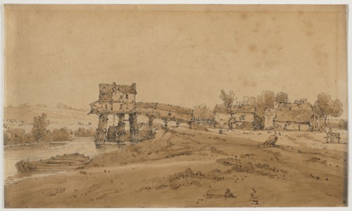 A Selection of Twenty of the Most Picturesque Views in Paris:  The Watermill above the Bridge at