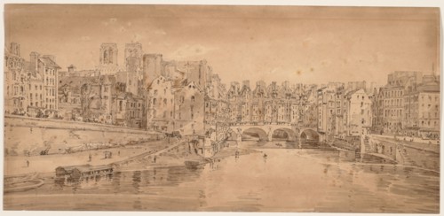 A Selection of Twenty of the Most Picturesque Views in Paris:  View of Pont St. Michel, taken from