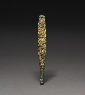 Belt Hook, 475-221 BC. China, Warring States period (475-221 BC). Front: bronze inlaid with gold