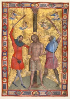 Miniature from a Mariegola: The Flagellation, c. 1350-1375. Workshop of Lorenzo Veneziano (Italian)
