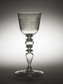 Goblet, c. 1680. Hermann Schwinger (German, 1640-1683). Glass; diameter: 13.5 cm (5 5/16 in.);