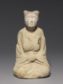 Woman from an Audience Scene, 645-710. Japan, late Asuka-early Nara Period (600-710). Unfired clay