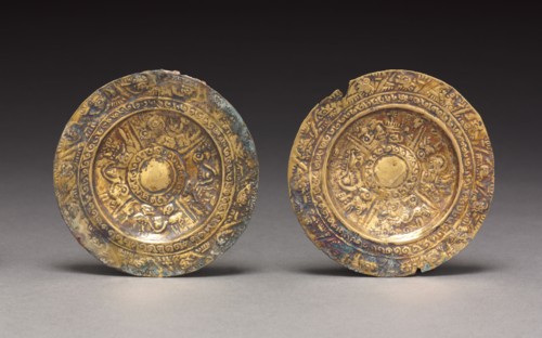 Pair of Ear Ornaments, c. 800-1370. Peru, North Coast, Sicán, 9th-14th century. Hammered and