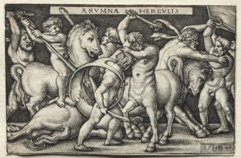 The Labors of Hercules:  Hercules Defeating the Centaurs, 1542. Hans Sebald Beham (German,