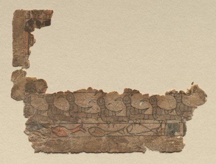 Cartoon for Textile Design, 900s. Egypt, 10th century. Drawing and color on paper; overall: 9.6 x