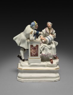 Woman and Man, c. 1750. Italy, Naples, Capo di Monte, 18th century. Porcelain; overall: 18.5 x 14.6