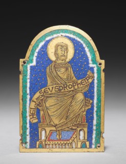 Plaque with Seated Prophet from a Reliquary Shrine: Heliseus (Elisha), c. 1170-1180. Germany, Lower