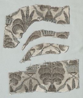 Silk Fragments, 1360-1399. Italy, last third of the 14th century. Lampas weave, silk and gold