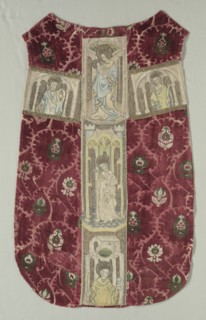 Chasuble Back with Embroidered Orphrey Band, 1415-1425. Italy (chasuble ground); Austria, Graz