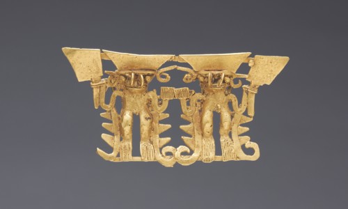 Bat-Nosed Figures Pendant, 1000-1550. Panama, Azuero Peninsula, Parita style, 11th-16th century.