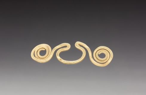 Nose Plug, 200-1000. Ecuador, Esmeraldas, 3rd-10th Century. Gold; overall: 1.8 x 6 cm (11/16 x 2